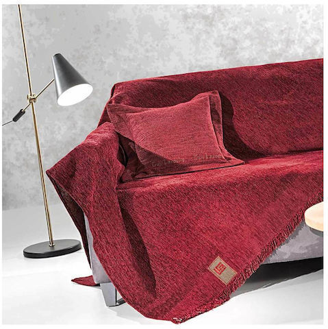 Guy Laroche Balance Sofa Throw 2 Seater 2 Sides Chenille 180x250cm Wine