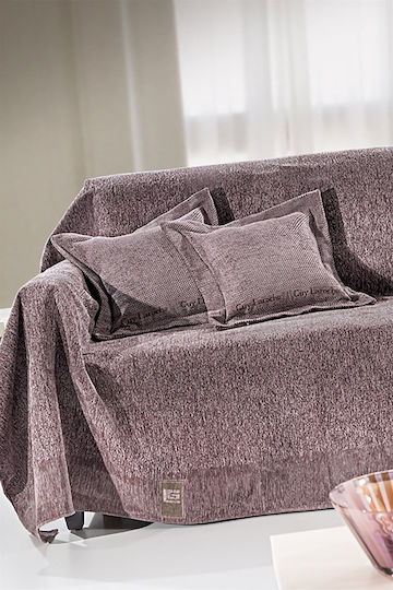 Guy Laroche Balance Three-Seater Sofa Throw 2 Sides Chenille 170x300cm Lilac