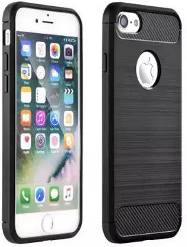 Forcell Carbon Coperta din spate Silicon Negru (iPhone X / XS)