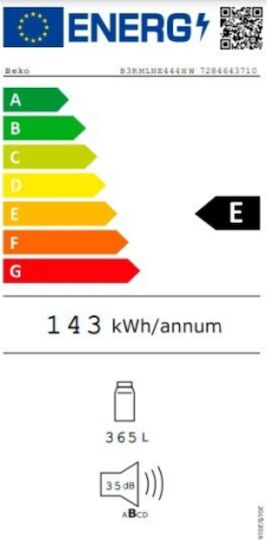 Beko Ψυγείο Συντήρησης 365lt NoFrost Υ186.5xΠ59.7xΒ70.9εκ. Inox B3RMLNE444HXB