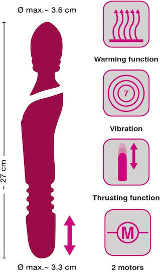 Javida Warming Thrusting Vibe Vibrator Massage 27cm Fuschia