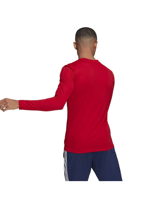 Adidas Team Base Ανδρική Αθλητική Μπλούζα Μακρυμάνικη με Λαιμόκοψη Τύπου V Κόκκινη