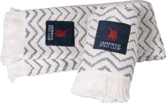 Greenwich Polo Club Πετσέτα Κουζίνας από 100% Βαμβάκι Λευκή - Μπλε 40x60cm 2τμχ