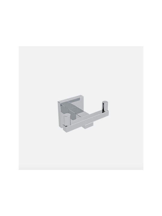 Verdi Cube Double Wall-Mounted Bathroom Hook ​7x4cm Silver