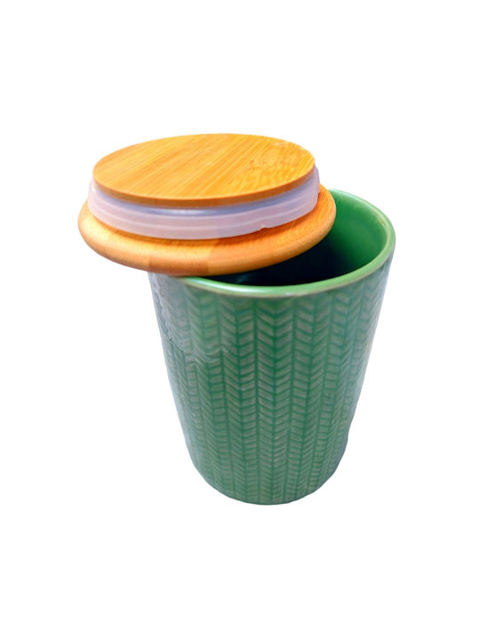 Etoile Nature Coffee Vase with Lid made of Porcelain Green 11x11x15cm
