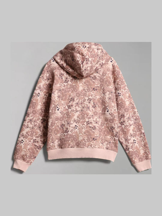 Earth Γυναικείο Φούτερ με Κουκούλα Flower Pink