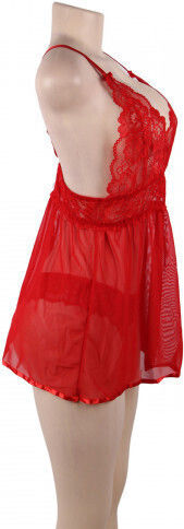 CyprusLoveShop Love Me Mesh Chemise With Lace String Red