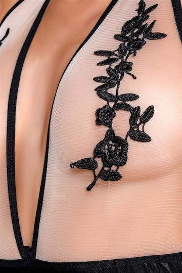 Softline Kiara Body Wetlook Glossy Bodysuit Black