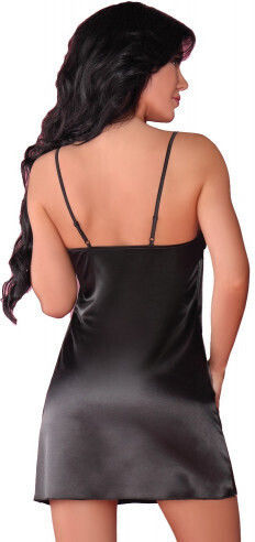 Livia Corsetti Jacqueline Gown Satin Night Gown with Babydoll and String Black