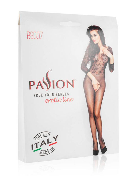 Passion BS007 Ολόσωμο Καλσόν Διχτυωτό με Ανοιχτό Καβάλο Black