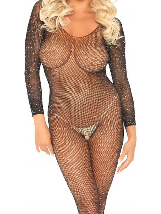 Leg Avenue Fishnet Sleeved Bodystocking Sexy Bodystockings Black