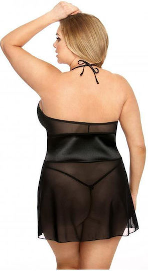 Anais Apparel Stefi Chemise Plus Size Set Sexy cu Halat Black