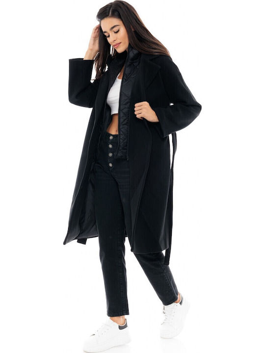 Women's Black Coat with Hood
