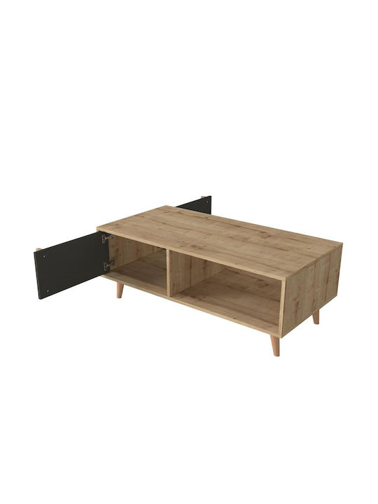 Rectangular Central Coffee Table Andros Wooden Natural / Anthracite W120xL60xH45cm