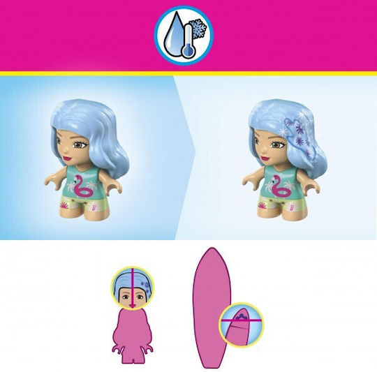 Mega Bloks Cuburi De Construit Barbie Surf N Swim Color Reveal Pentru 4+ Ani 17 Bucăți