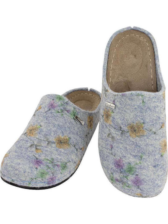 Anatomical Leather Women's Slippers Light Blue