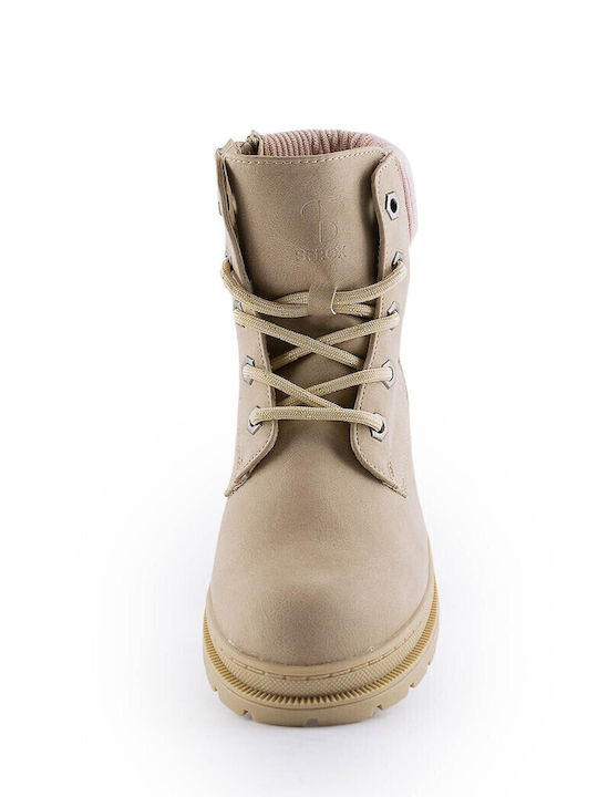 Kids Boots with Laces Beige