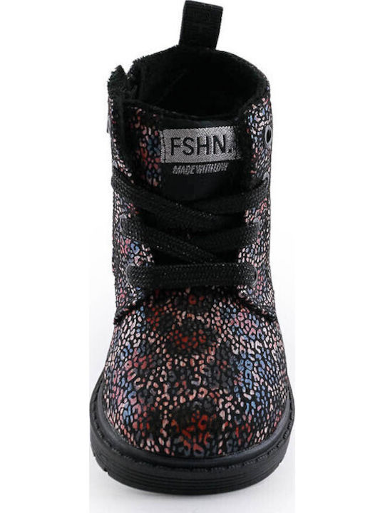 Kinderstiefel mit Schnürsenkeln Schwarz