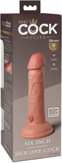 King Cock Dual Density Реалистично дилдо Със смукателна чашка Светлина 15см