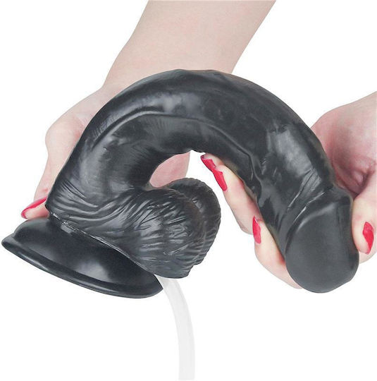 Lovetoy Squirt Extreme Реалистично Дилдо с Тестиси Смукателна Чашка и Способност за Еякулация Черно 23см