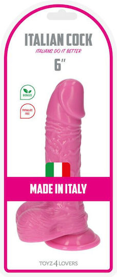 Toyz4lovers Michelangelo Ρεαλιστικό Dildo με Όρχεις και Βεντούζα Pink 15.2cm
