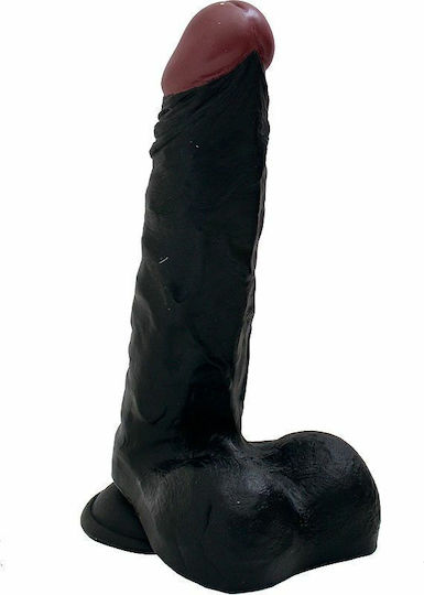 Nanma Lee Roys Long Dong Dildo Ρεαλιστικό Dildo με Όρχεις και Βεντούζα Black 20cm