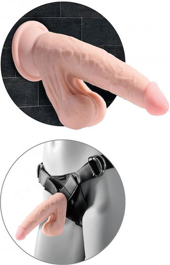 King Cock Triple Density Ρεαλιστικό Dildo με Όρχεις και Βεντούζα Light 18cm