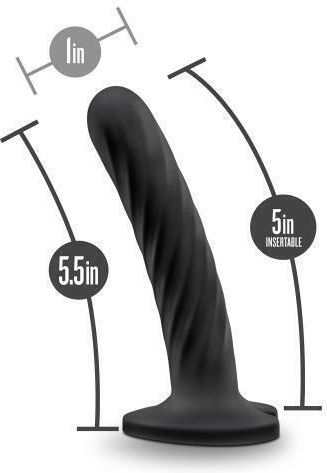Temptasia Twist Medium Glass Dildo With Suction Cup Black 14cm