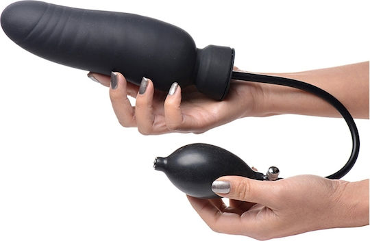 XR Master Series Dick-Spand Inflatable Dildo Реалистично дилдо Inflatable Черно 19.5см