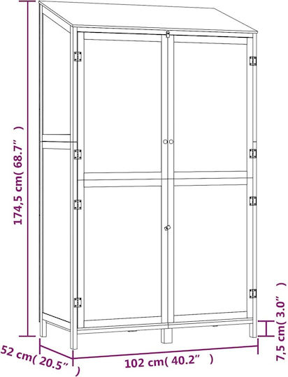 Wooden Garden Shed Anthracite M1.02xW0.52xH1.745m