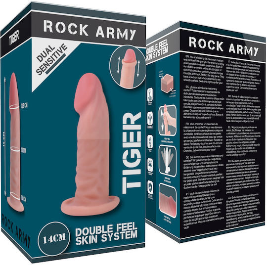 Rock Army Glass Dildo With Suction Cup Flesh 14cm