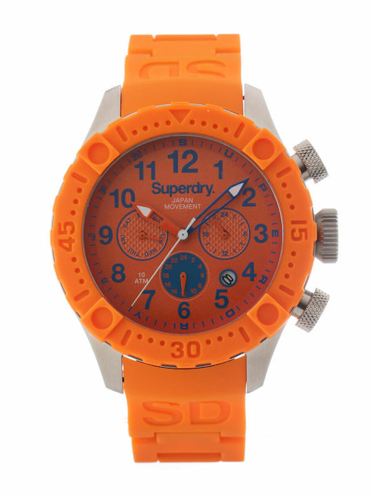 Superdry Ανδρικό Ρολόι 45mm Χρονογράφος Μπαταρίας με Πορτοκαλί Καουτσούκ Λουράκι