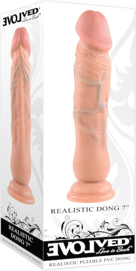Evolved Novelties Realistic Dong Glass Dildo With Suction Cup Flesh 18cm