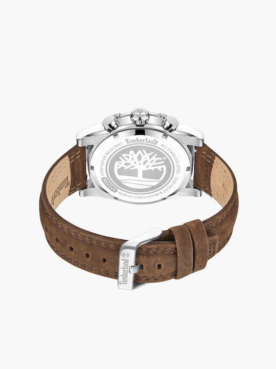 Timberland Sherbrook Ανδρικό Ρολόι 45mm Μπαταρίας με Καφέ Δερμάτινο Λουράκι