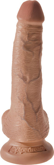King Cock Glass Dildo with Balls and Suction Cup Tan 15cm