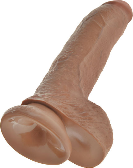 King Cock Ρεαλιστικό Dildo με Όρχεις και Βεντούζα Tan 23cm