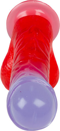 You2Toys Jolly Buttcock Glass Dildo with Balls and Suction Cup Clear/Red 17cm
