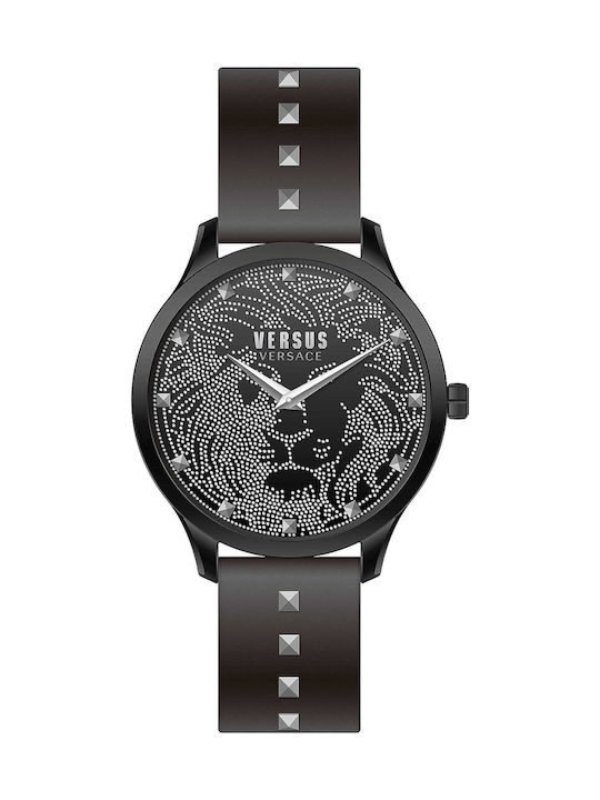 Versus by Versace Domus Watch with Black Leather Strap