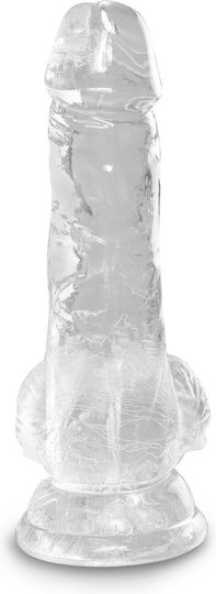 King Cock Clear Dildo mit Hoden und Saugnapf Transparent 13cm