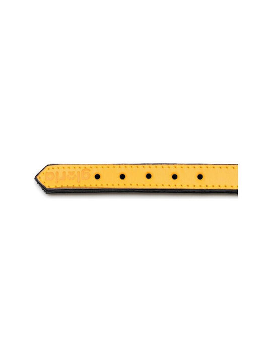 Gloriapets Soft Padded Κολάρο Σκύλου Δερμάτινο σε Κίτρινο χρώμα 15mm x 30cm