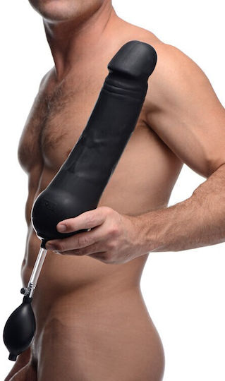 Tom of Finland Toms Inflatable Silicone Dildo Ρεαλιστικό Dildo Φουσκωτό με Βεντούζα Black 25cm