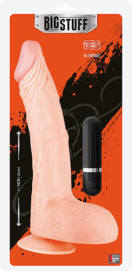 Dream Toys Real Stuff Dong with Scrotum Ρεαλιστικό Dildo με Όρχεις και Βεντούζα Flesh 28cm