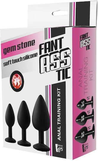 Dream Toys Fantasstic Jewel Πρωκτικές Σφήνες Σετ Μαύρο Κόκκινο 3τμχ