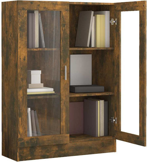 Living Room Display Cabinet made of MDF with Smoked Oak Glass 82.5x30.5x115cm