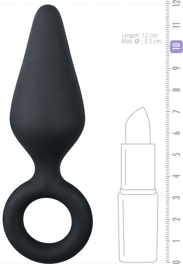 Easytoys Buttplug with Pull Ring Medium Πρωκτική Σφήνα Medium Black 12cm
