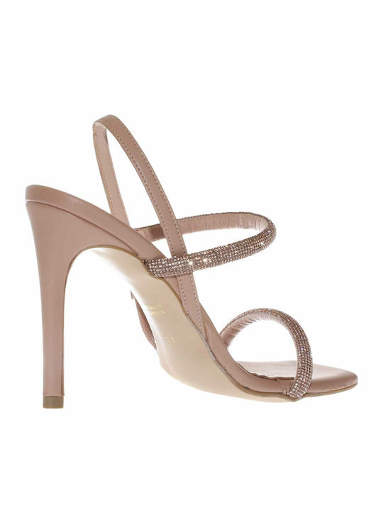 Sandalen mit Strass Beige