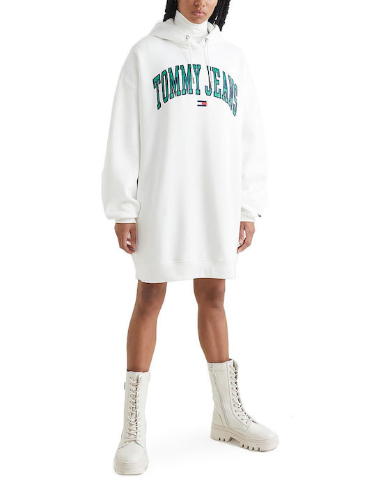 Tommy Hilfiger Mini Μακρυμάνικο Αθλητικό Φόρεμα Λευκό