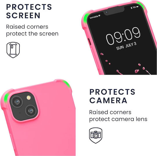 KWmobile Matte Back Cover Silicon cu Curea Neon Pink (iPhone 14 Plus)