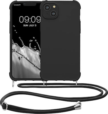 KWmobile Matte Silicone Back Cover with Strap Black (iPhone 14 Plus)