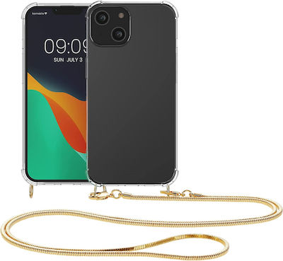 KWmobile Metal Necklace Back Cover Σιλικόνης με Λουράκι Διάφανο/Χρυσό (iPhone 14)